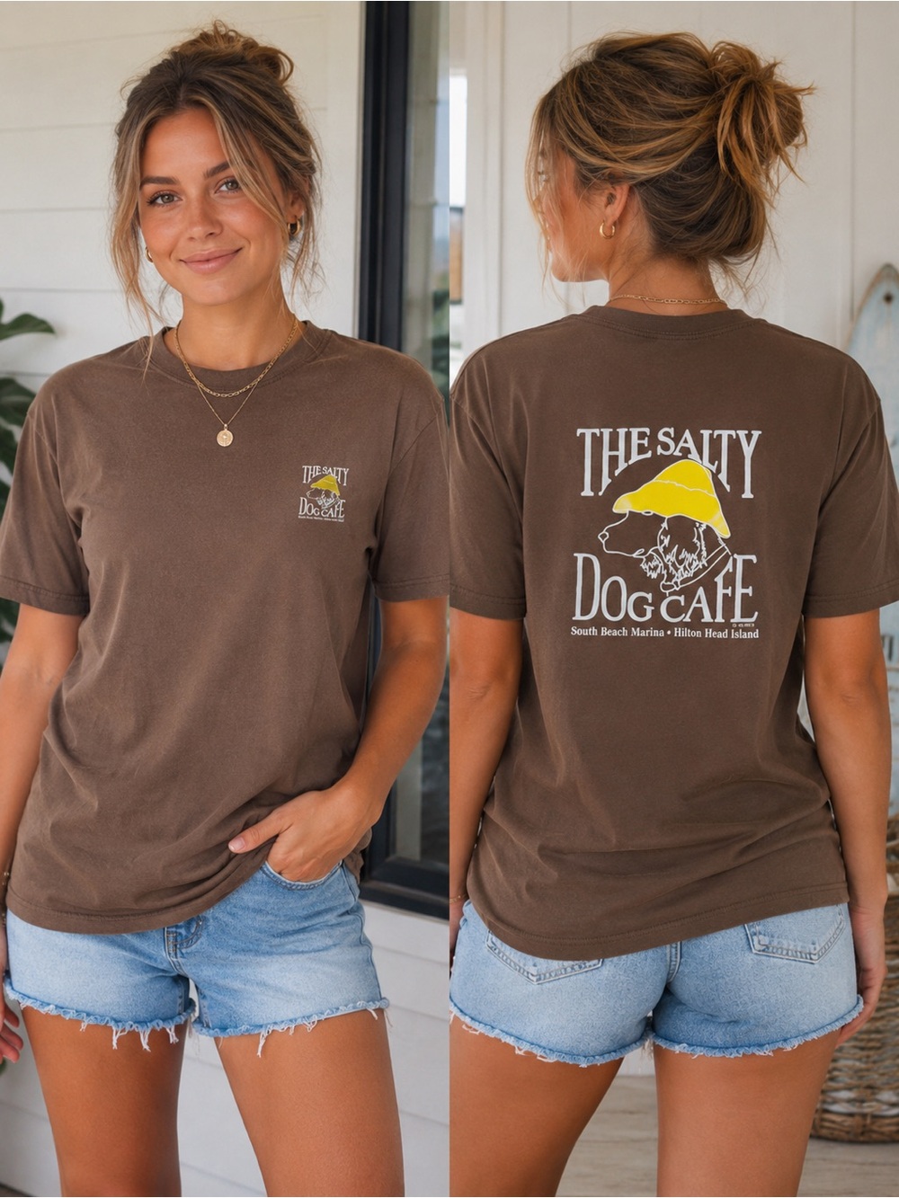 Salty Dog Cafe Hilton Head Island Brown Graphic T-Shirt XL Hanes Beefy-T Classic